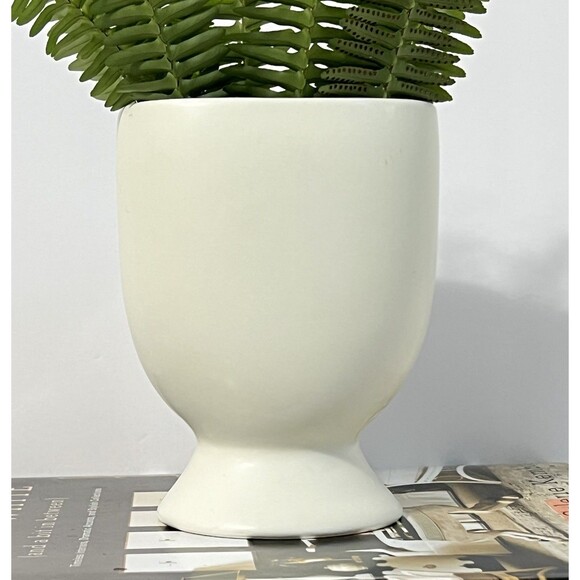 Ceramic Face Head Pedestal Planter Vase Etched 3D White Utensil Crock Organizer - Picture 7 of 17